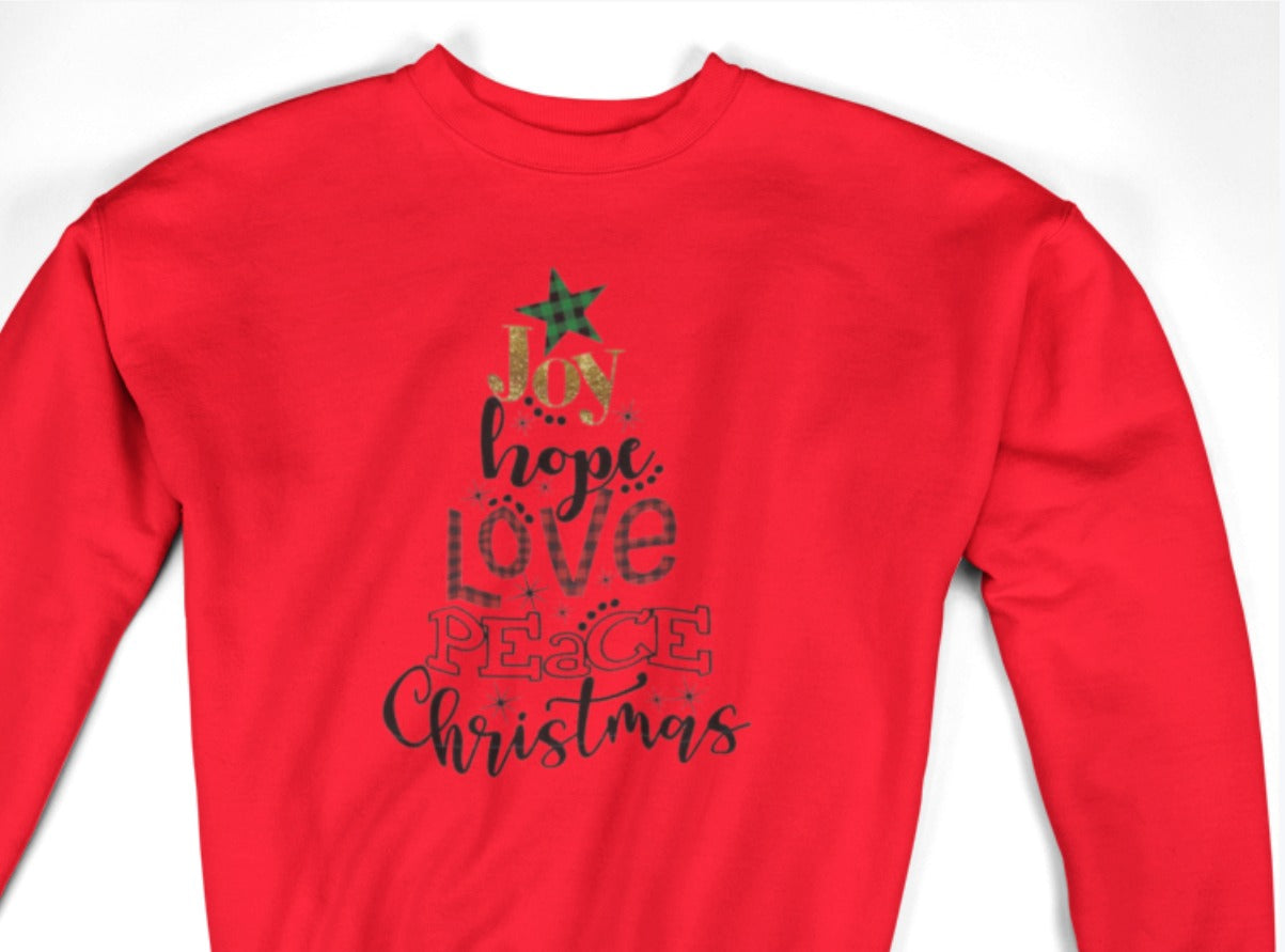 Joy Love Hope Christmas Crewneck Sweatshirt